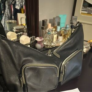 Hammitt Mr. G in sold out Cargo. Black with moss green trim.